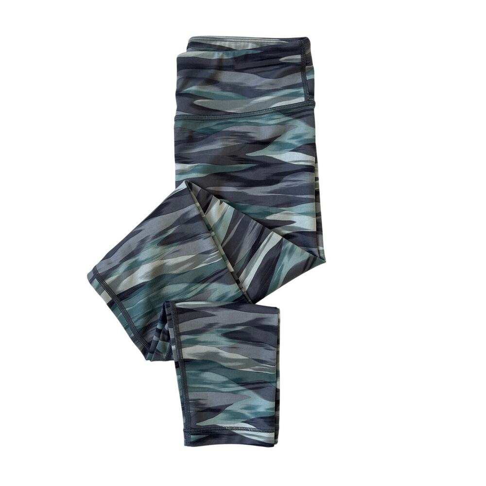 Athleta Girl High Rise Printed Chit Chat Leggings Green Girls XL 14 Athletic